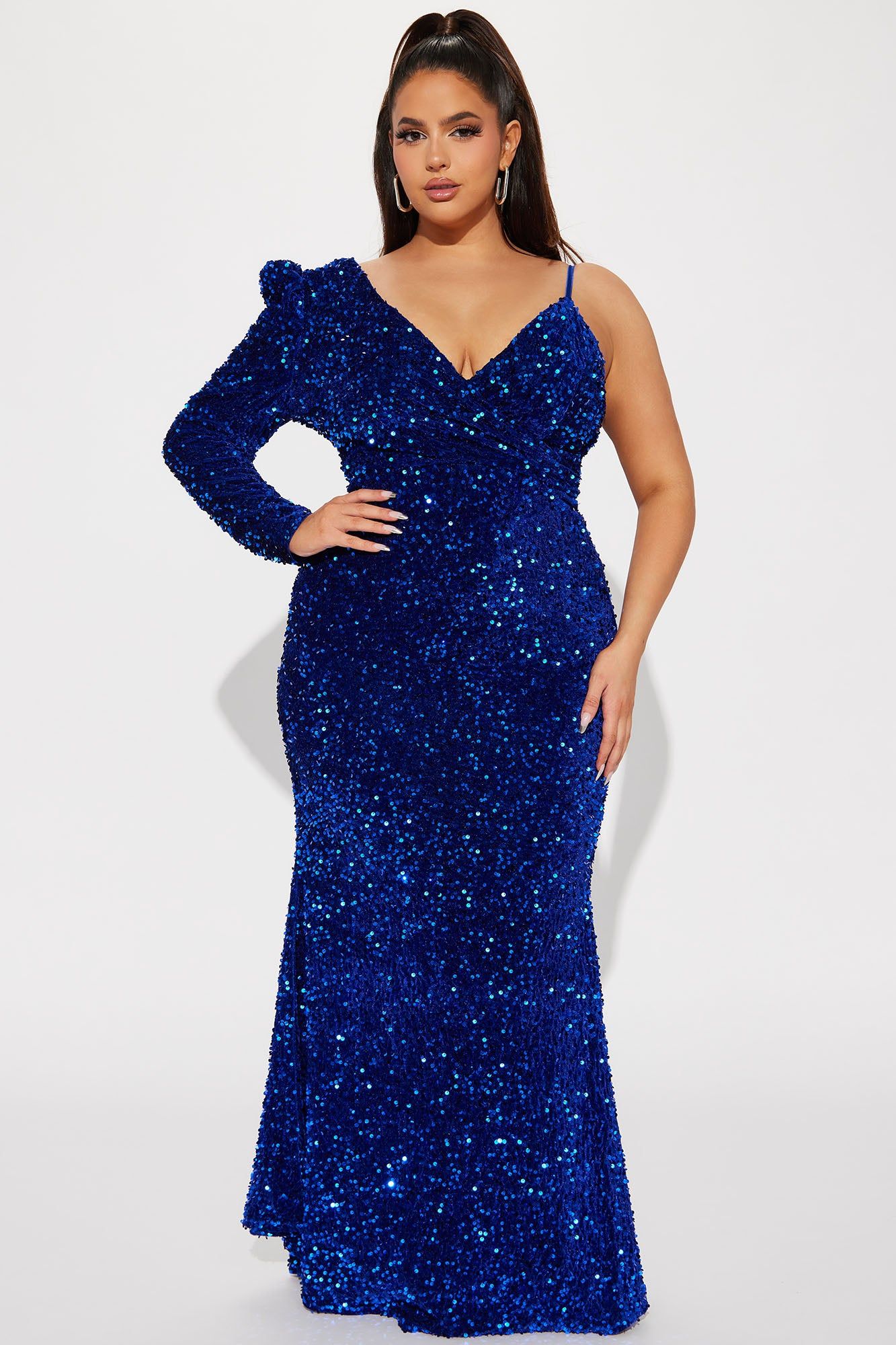 Tyra One Shoulder Sequin Gown - Royal sold by Fashion Nova product image thumbnail 4
