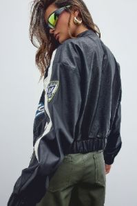 Racer Girl Bomber Jacket - Black/combo sold by Fashion Nova