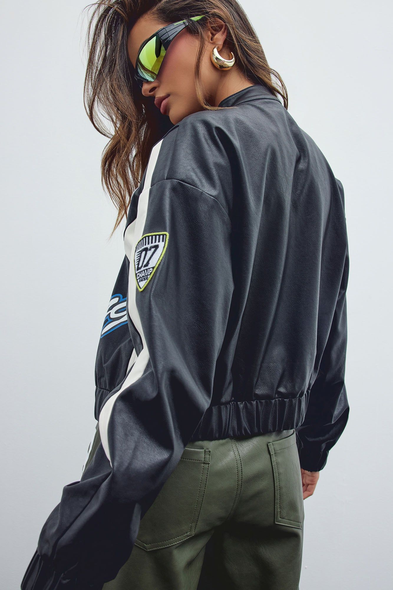 Racer Girl Bomber Jacket - Black/combo sold by Fashion Nova product image thumbnail 4