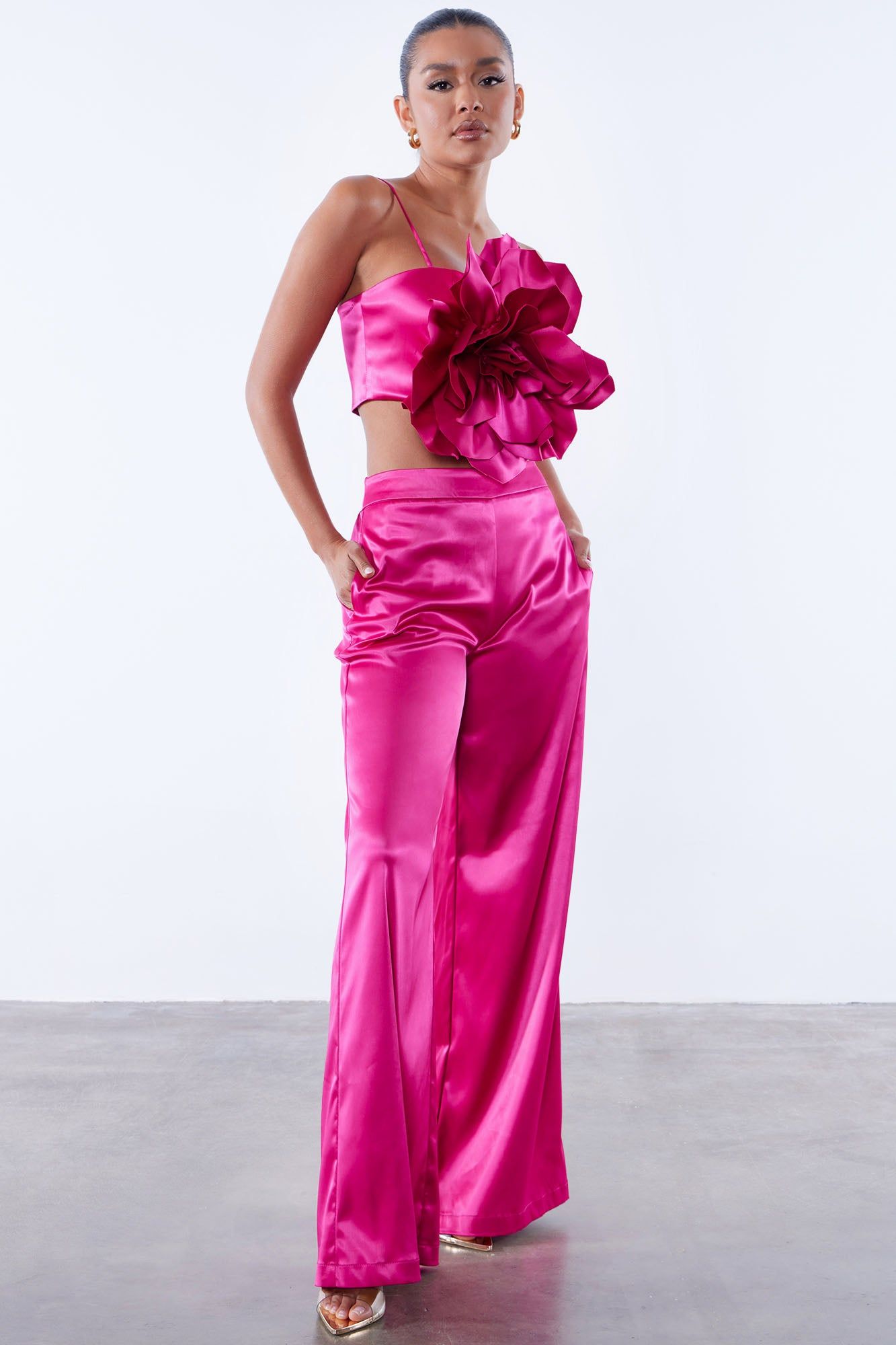 Rosalia Flower Pant Set - Magenta sold by Fashion Nova