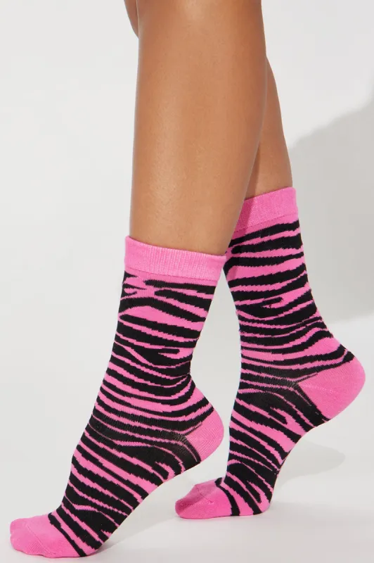 She's A Wild One 3 Pack Socks - Pink/combo sold by Fashion Nova