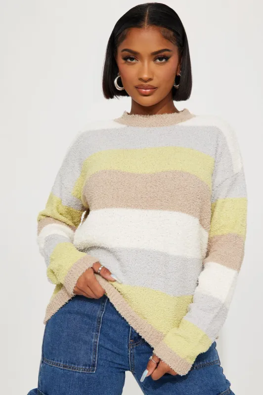 All Cozy Striped Sweater - Ivory/combo sold by Fashion Nova