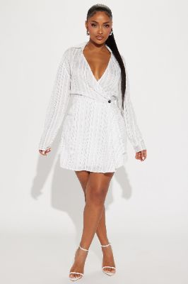 Madelyn Rayon Mini Dress - White sold by Fashion Nova