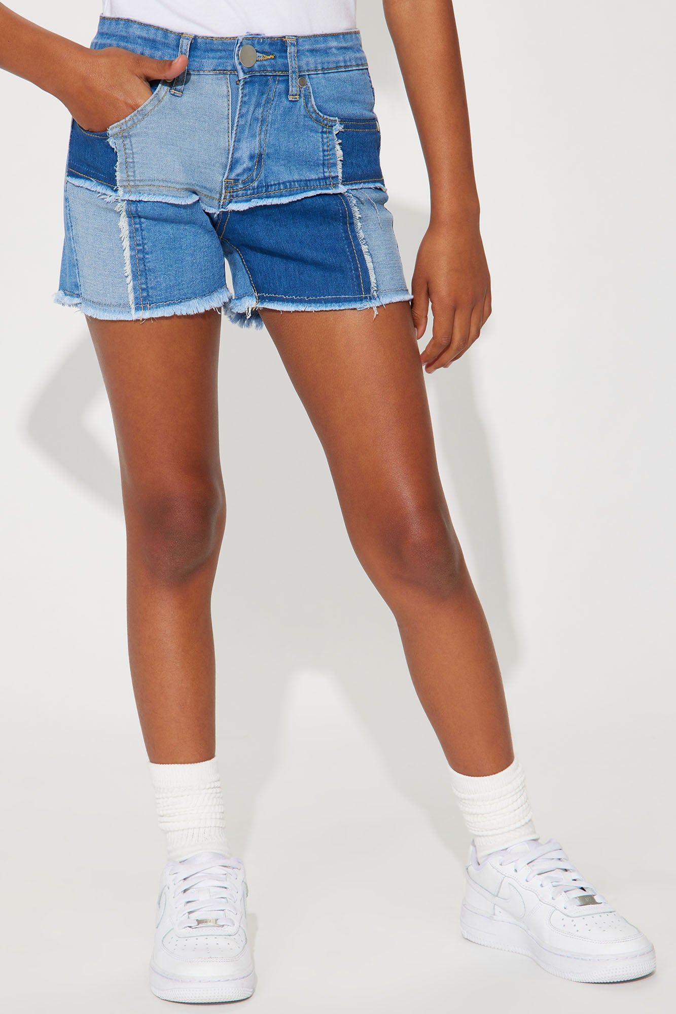 Mini Quilted Denim Shorts - Blue Wash sold by Fashion Nova
