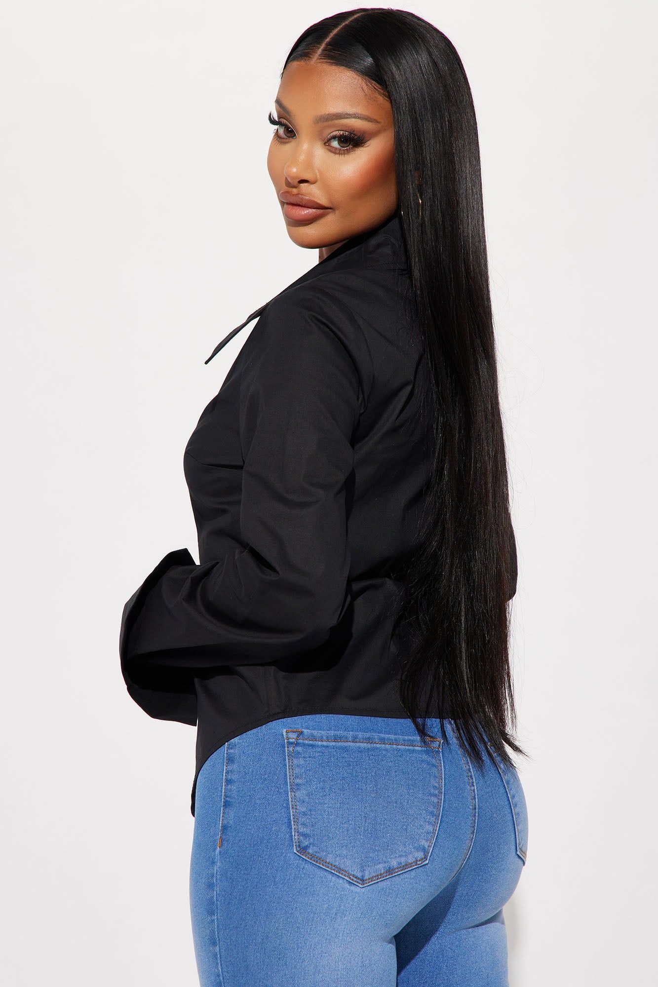 Anya Poplin Shirt - Black sold by Fashion Nova product image thumbnail 3