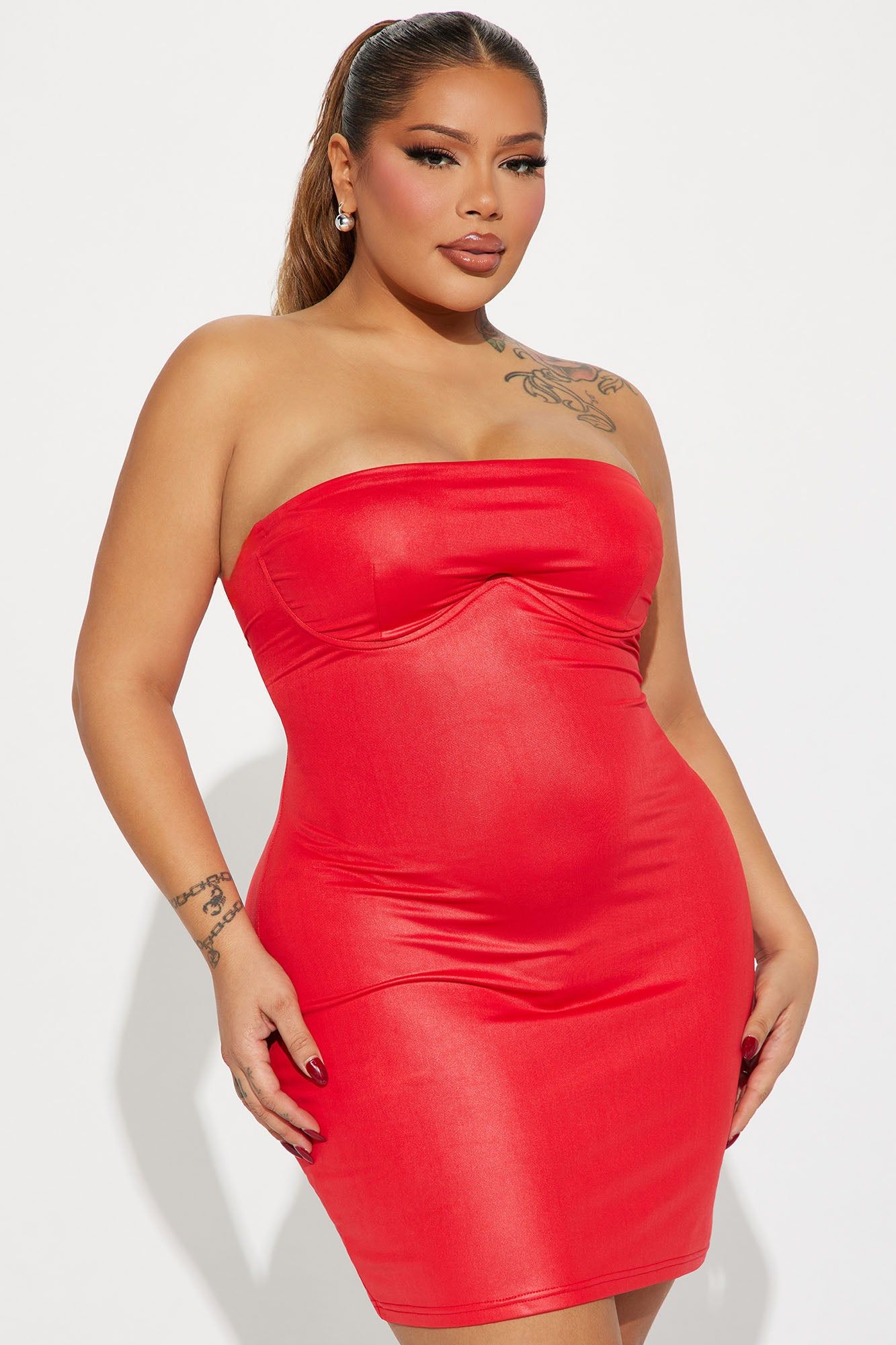 Annie Satin Mini Dress - Red sold by Fashion Nova product image thumbnail 4