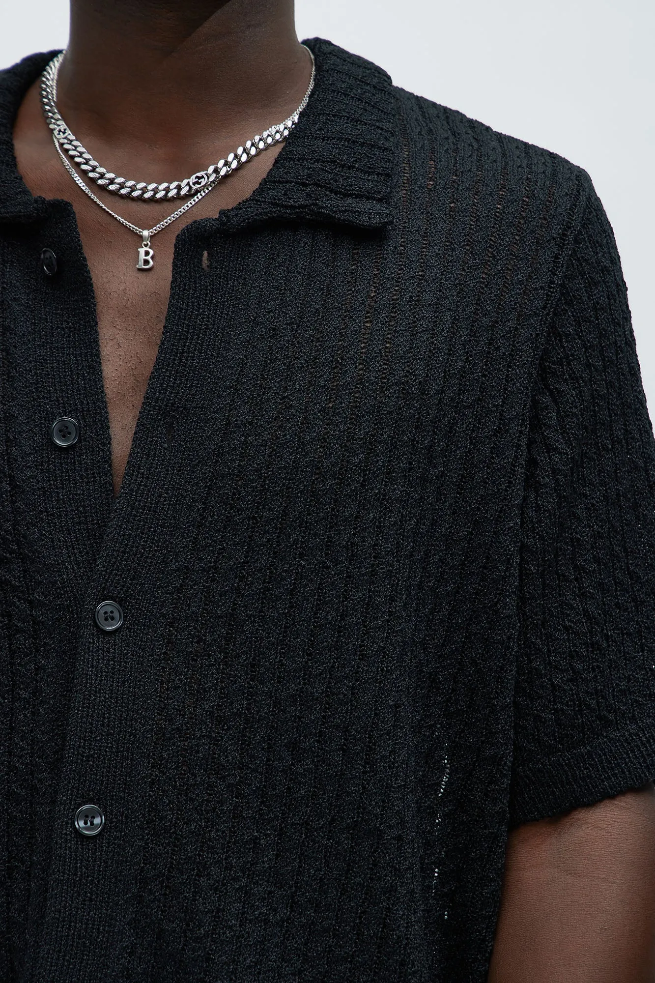 Perez Stripe Knit Shirt - Black sold by Fashion Nova product image thumbnail 3