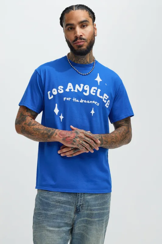 For The Dreamers Short Sleeve Tee - Blue sold by Fashion Nova