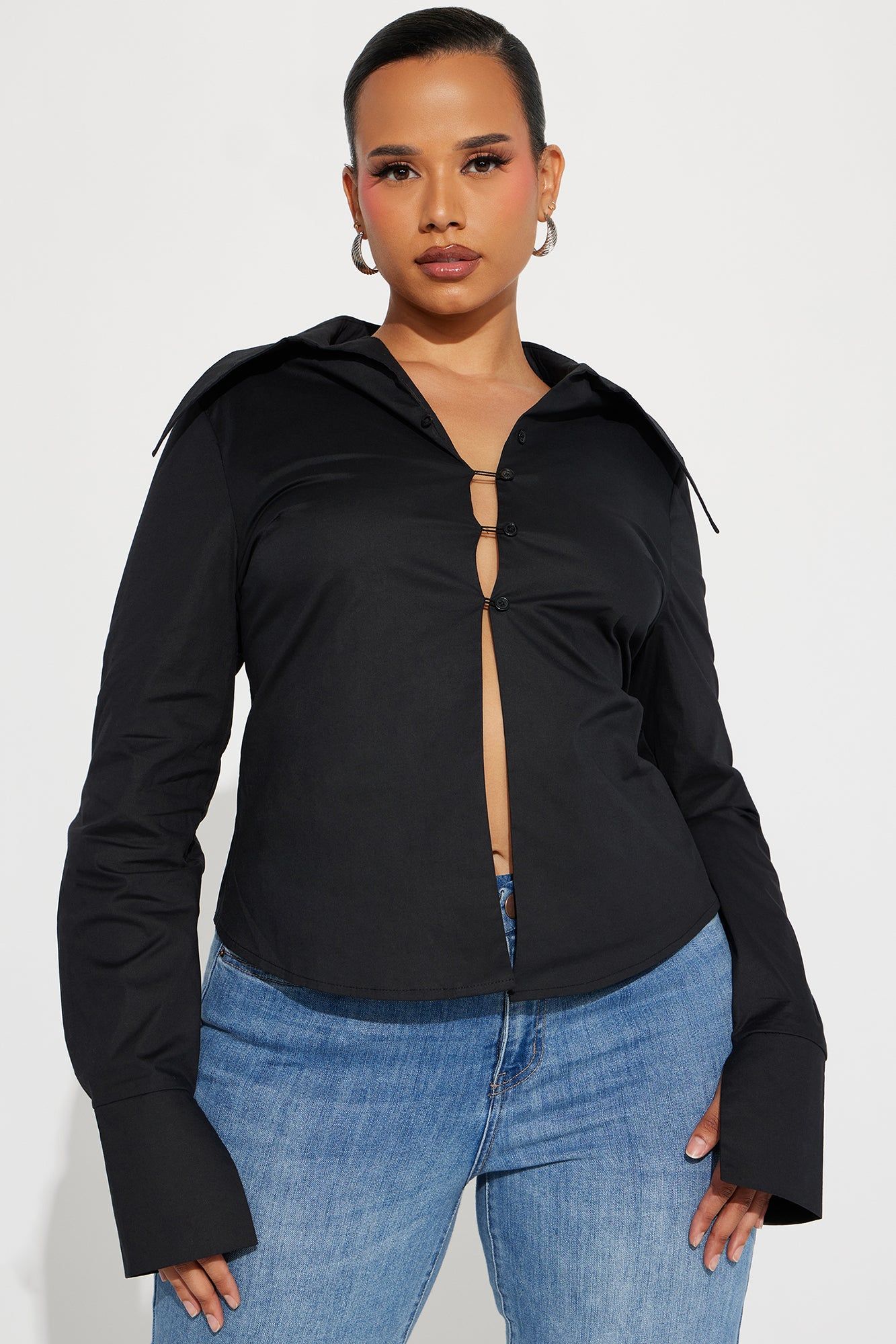 Anya Poplin Shirt - Black sold by Fashion Nova product image thumbnail 4