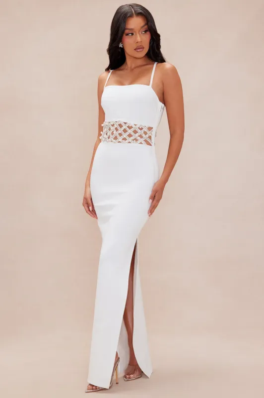 Athina Embellished Maxi Dress - White sold by Fashion Nova