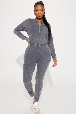 Let's Move On Jumpsuit - Charcoal sold by Fashion Nova