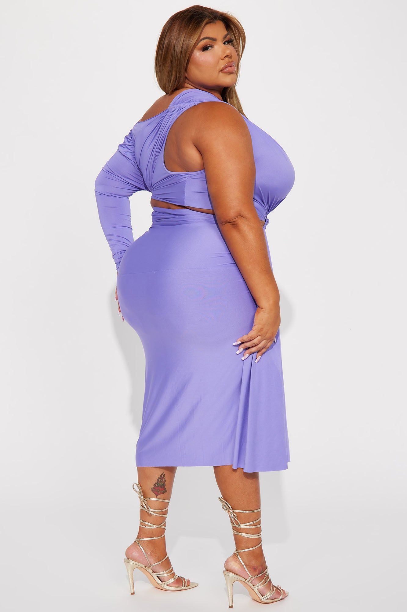 One Shoulder Ruched Midi Dress - Purple sold by Fashion Nova product image thumbnail 3