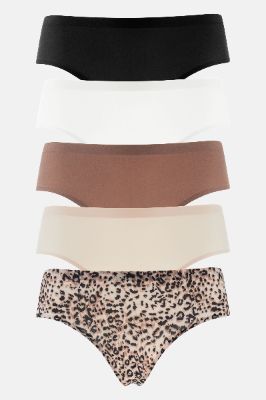 Keep Asking Hipster 5 Pack Panties - Black/combo sold by Fashion Nova