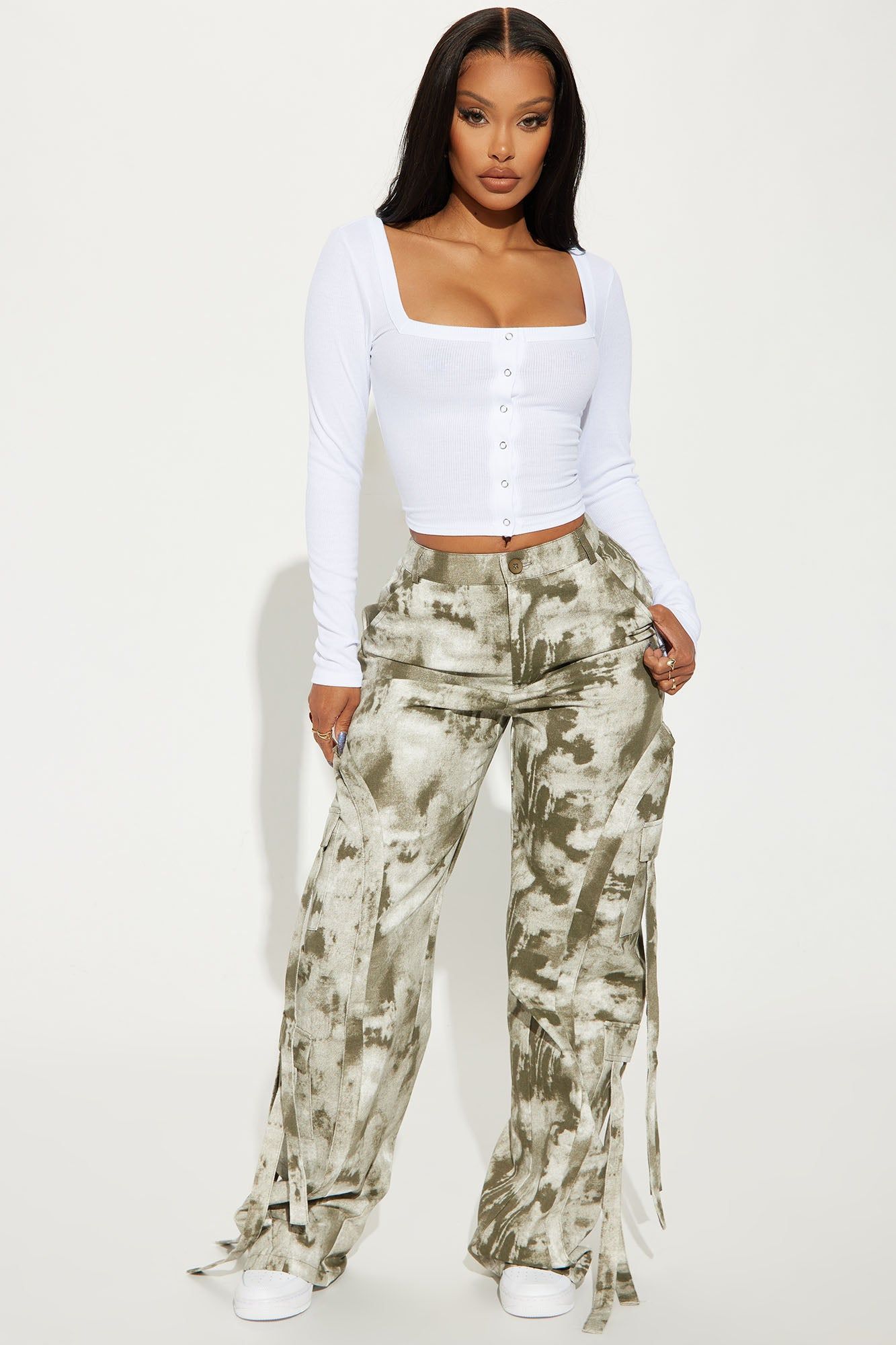 Kandi Long Sleeve Crop Top - White sold by Fashion Nova product image thumbnail 2