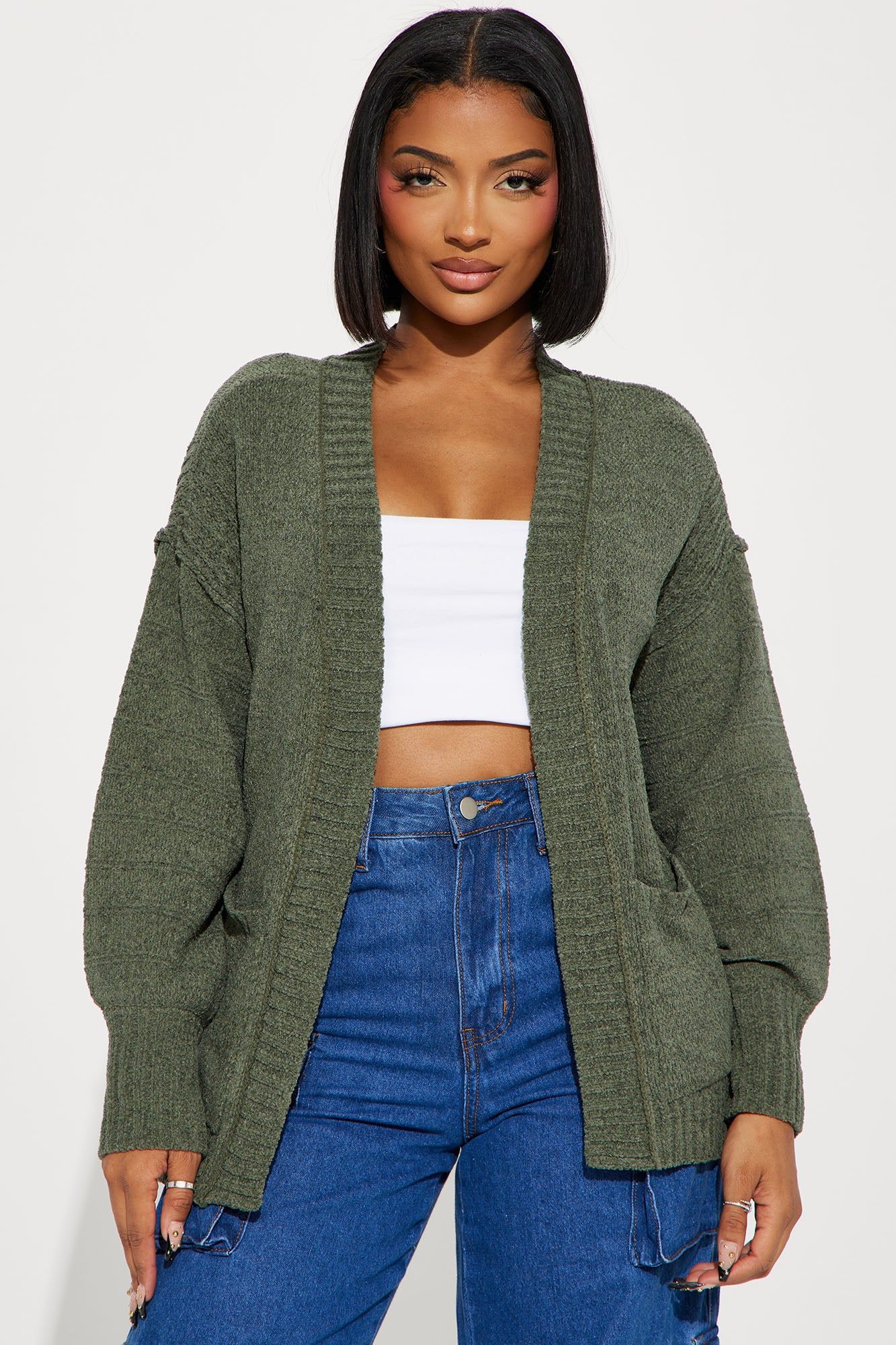Vibin' Casually Cardigan - Olive sold by Fashion Nova