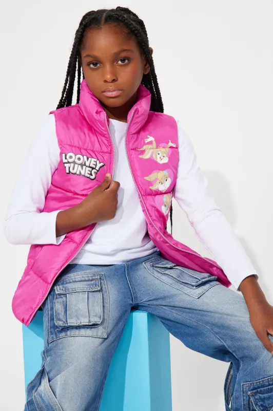 Mini Looney Tunes Puffer Vest - Pink sold by Fashion Nova