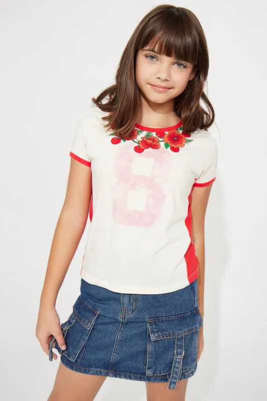 Mini Eight Rose Tee - Ivory/combo sold by Fashion Nova