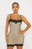 Midnight Glam Rhinestone Mesh Mini Dress - Gold/combo sold by Fashion Nova