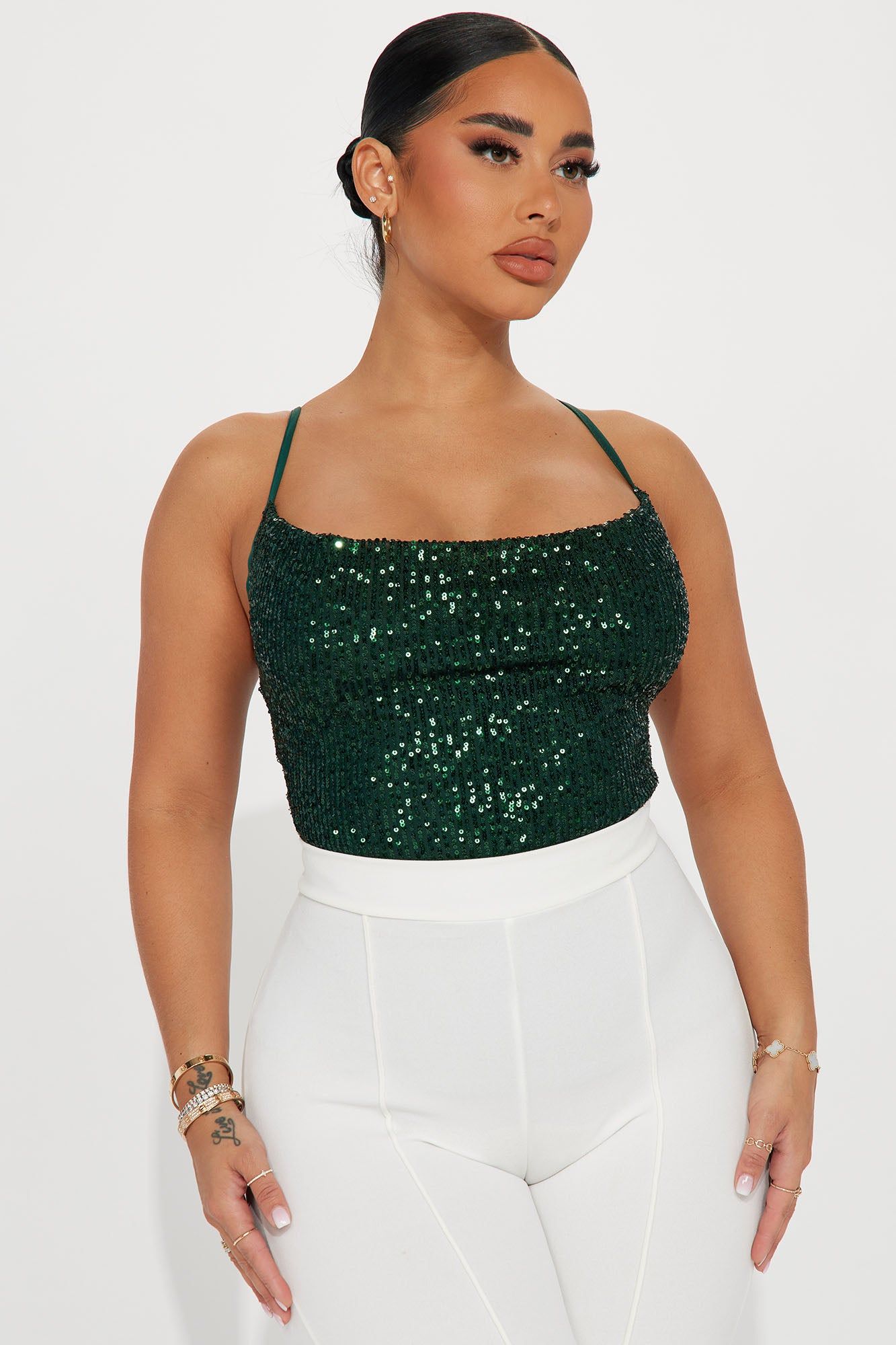 Dance All Night Sequin Top - Green sold by Fashion Nova