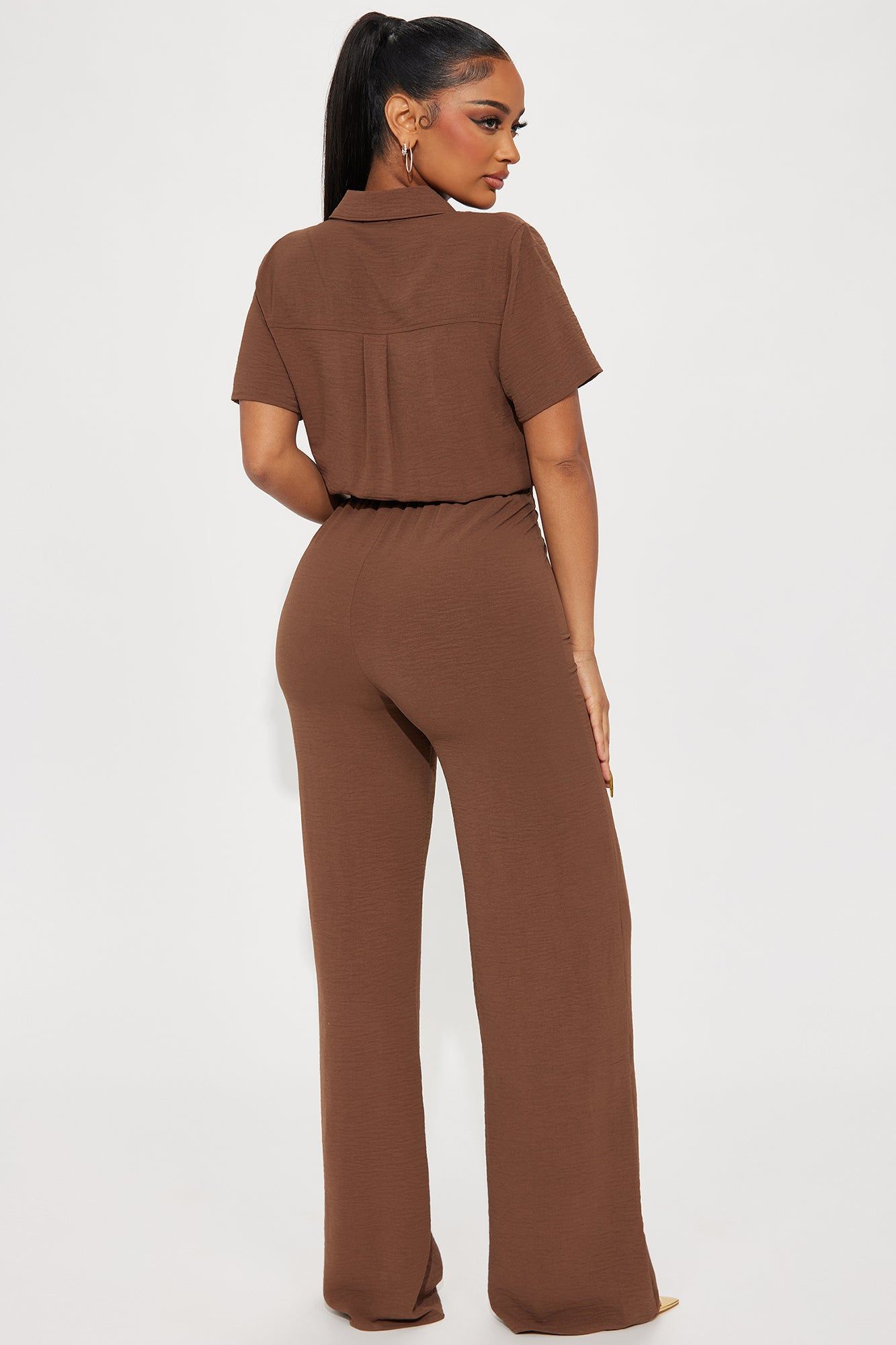 Makenzie Short Sleeve Jumpsuit - Chocolate sold by Fashion Nova product image thumbnail 3