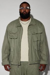Troubled Paradise Utility Jacket - Olive sold by Fashion Nova