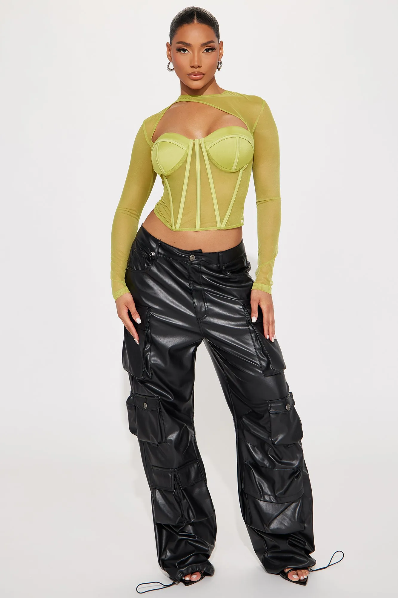 Madeline Mesh Corset Top - Chartreuse sold by Fashion Nova product image thumbnail 2