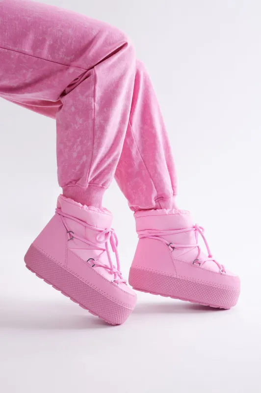 Hit The Snow Platform Booties - Pink sold by Fashion Nova