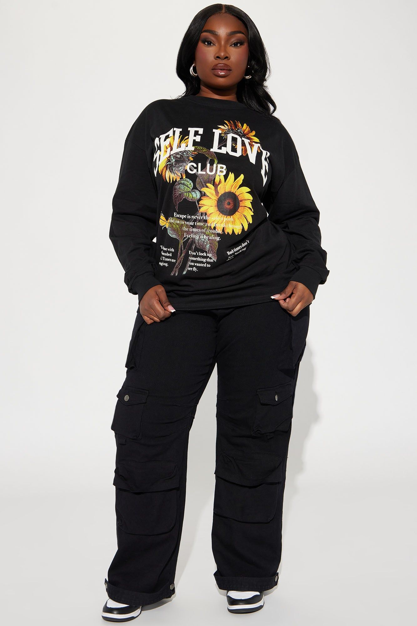 Self Love Sunflower Long Sleeve Tee - Black sold by Fashion Nova product image thumbnail 6