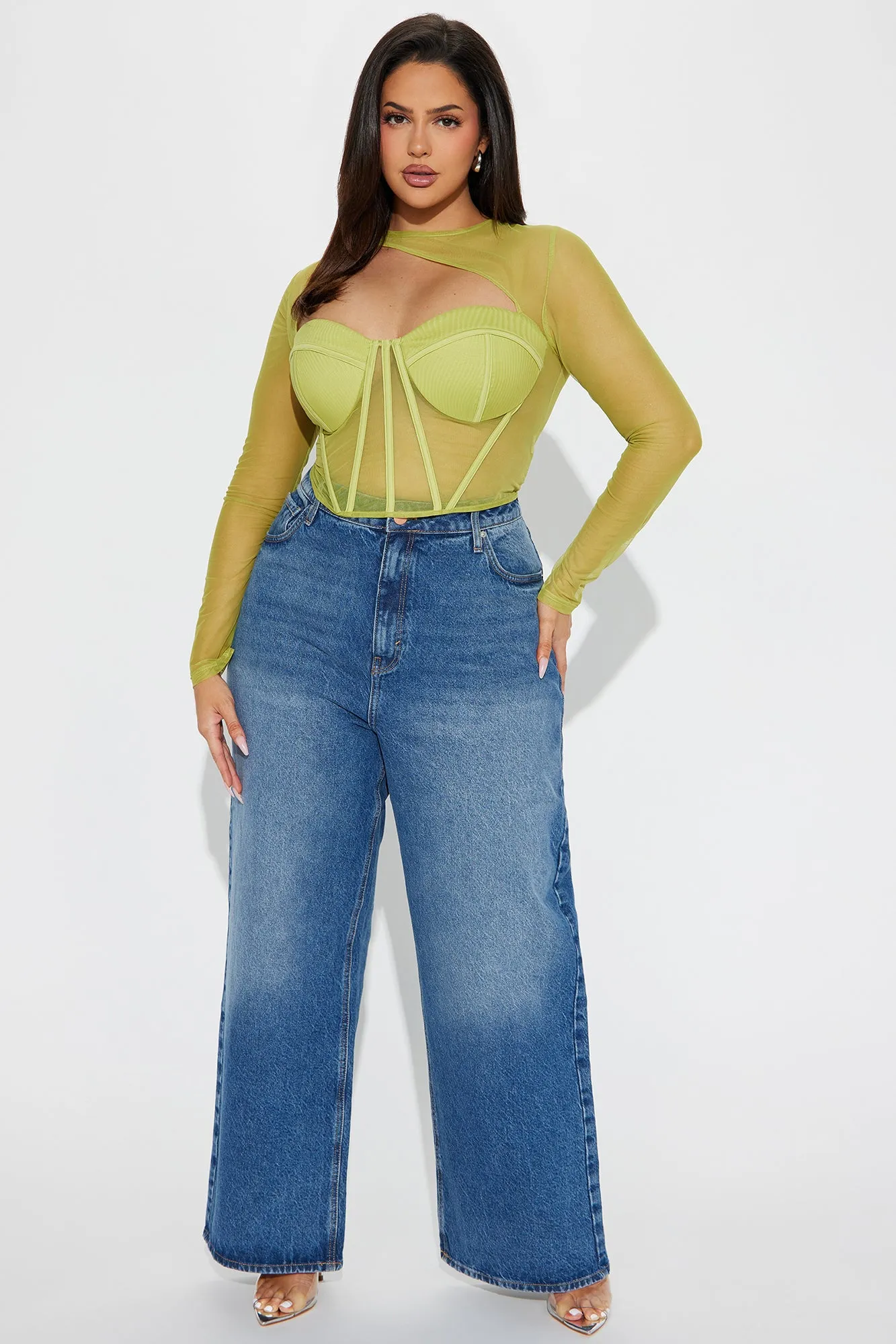 Madeline Mesh Corset Top - Chartreuse sold by Fashion Nova product image thumbnail 5