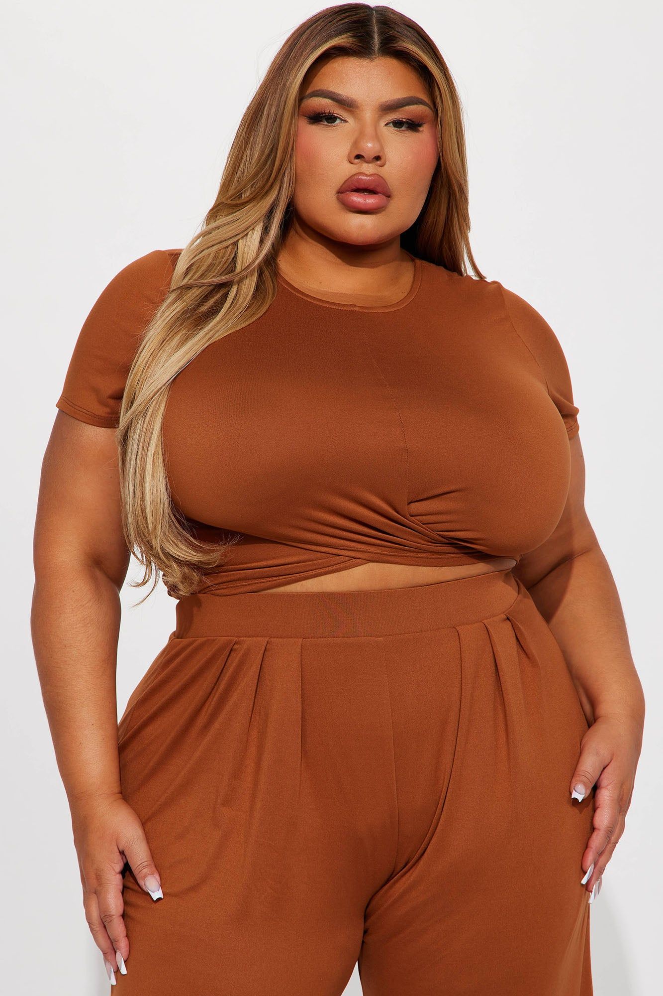 Casually Chic Wide Leg Pant Set - Mocha sold by Fashion Nova product image thumbnail 5