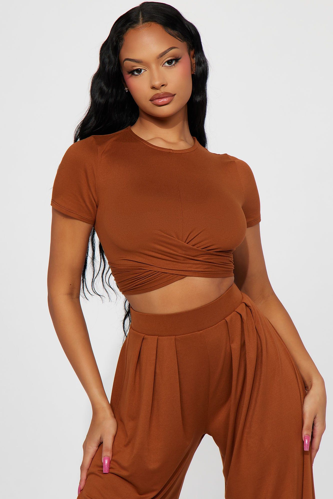 Casually Chic Wide Leg Pant Set - Mocha sold by Fashion Nova product image thumbnail 2