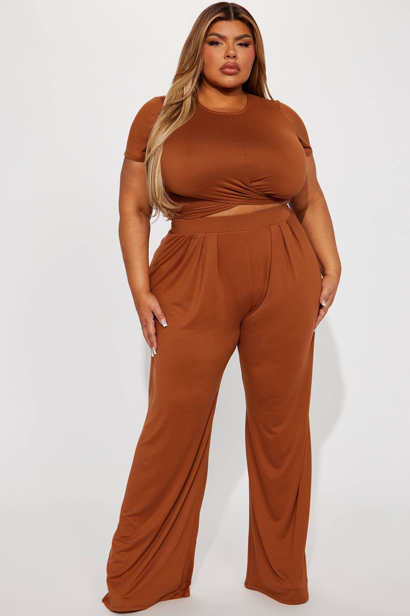 Casually Chic Wide Leg Pant Set - Mocha sold by Fashion Nova product image thumbnail 4