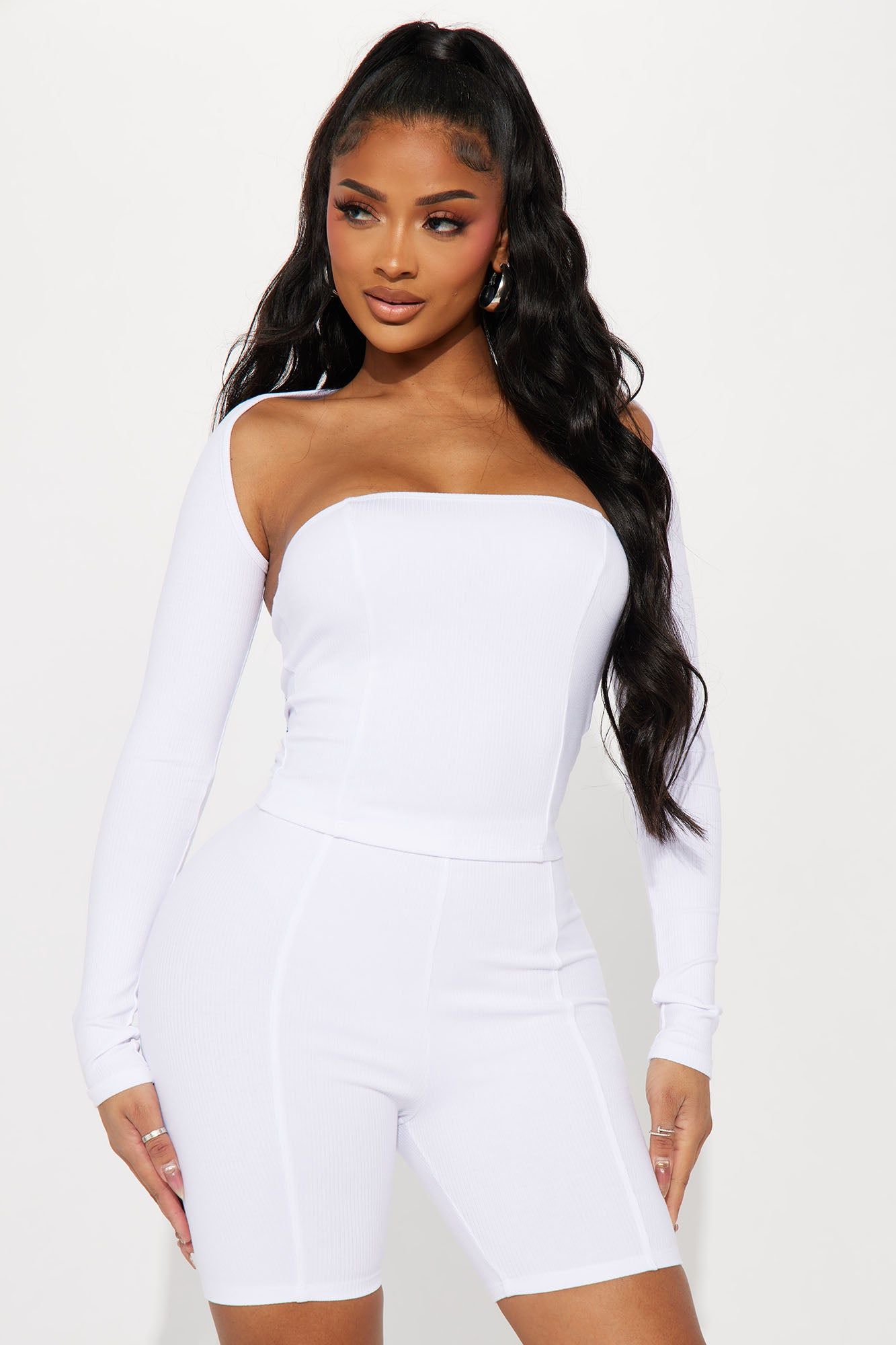 Honest Heavy Rib 3 Piece Short Set - White sold by Fashion Nova product image thumbnail 2