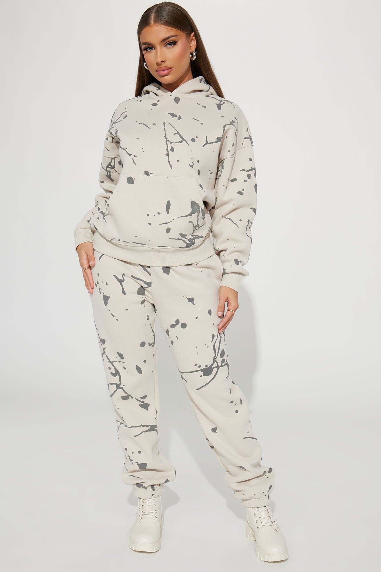 Paint Life Sweatsuit - Taupe sold by Fashion Nova