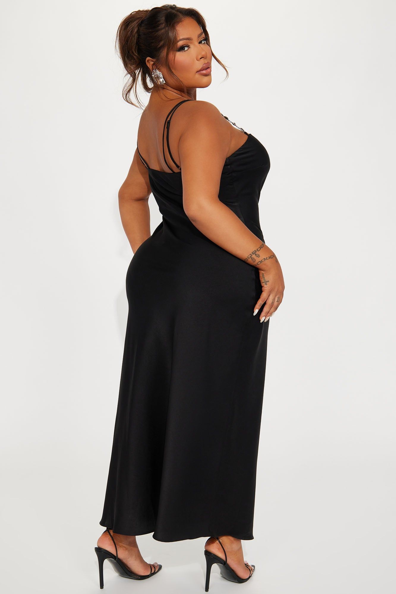 Elicia Satin Maxi Dress - Black sold by Fashion Nova product image thumbnail 6