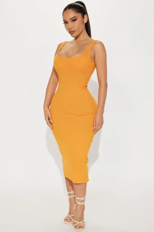 Janelle Knit Midi Dress - Orange sold by Fashion Nova