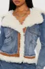 Having Mixed Feelings Shearling Coat - Medium Wash sold by Fashion Nova