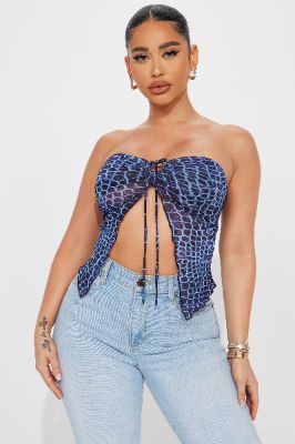 Fun Vibe Halter Top - Blue/combo sold by Fashion Nova