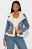 Having Mixed Feelings Shearling Coat - Medium Wash sold by Fashion Nova