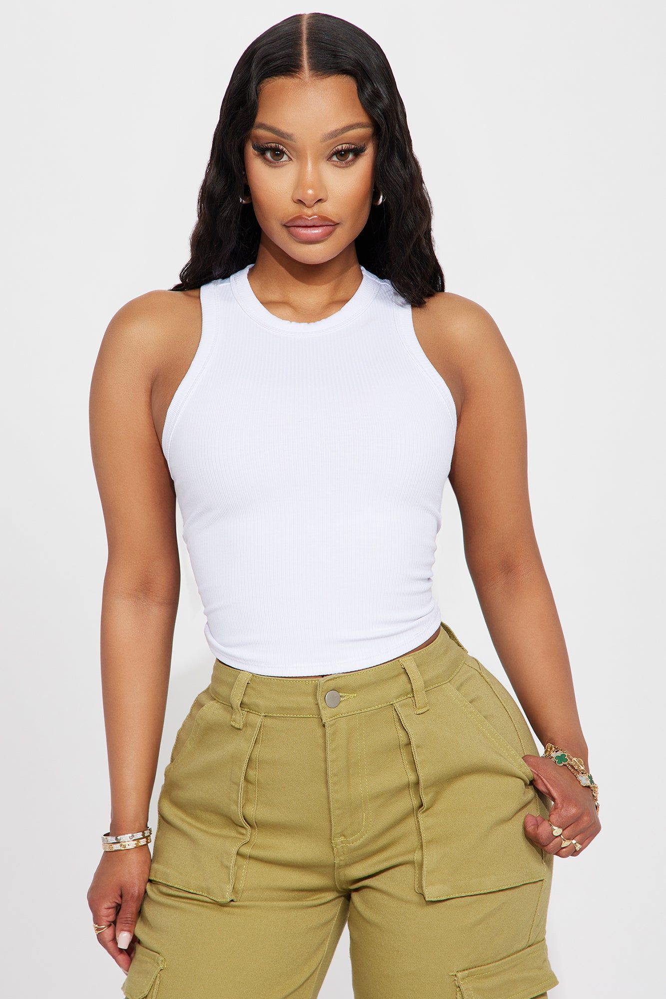 Ariana Ribbed Tee - White sold by Fashion Nova