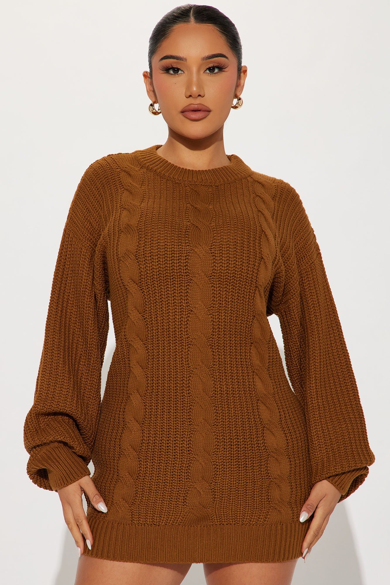 Kelly Sweater Mini Dress - Brown sold by Fashion Nova