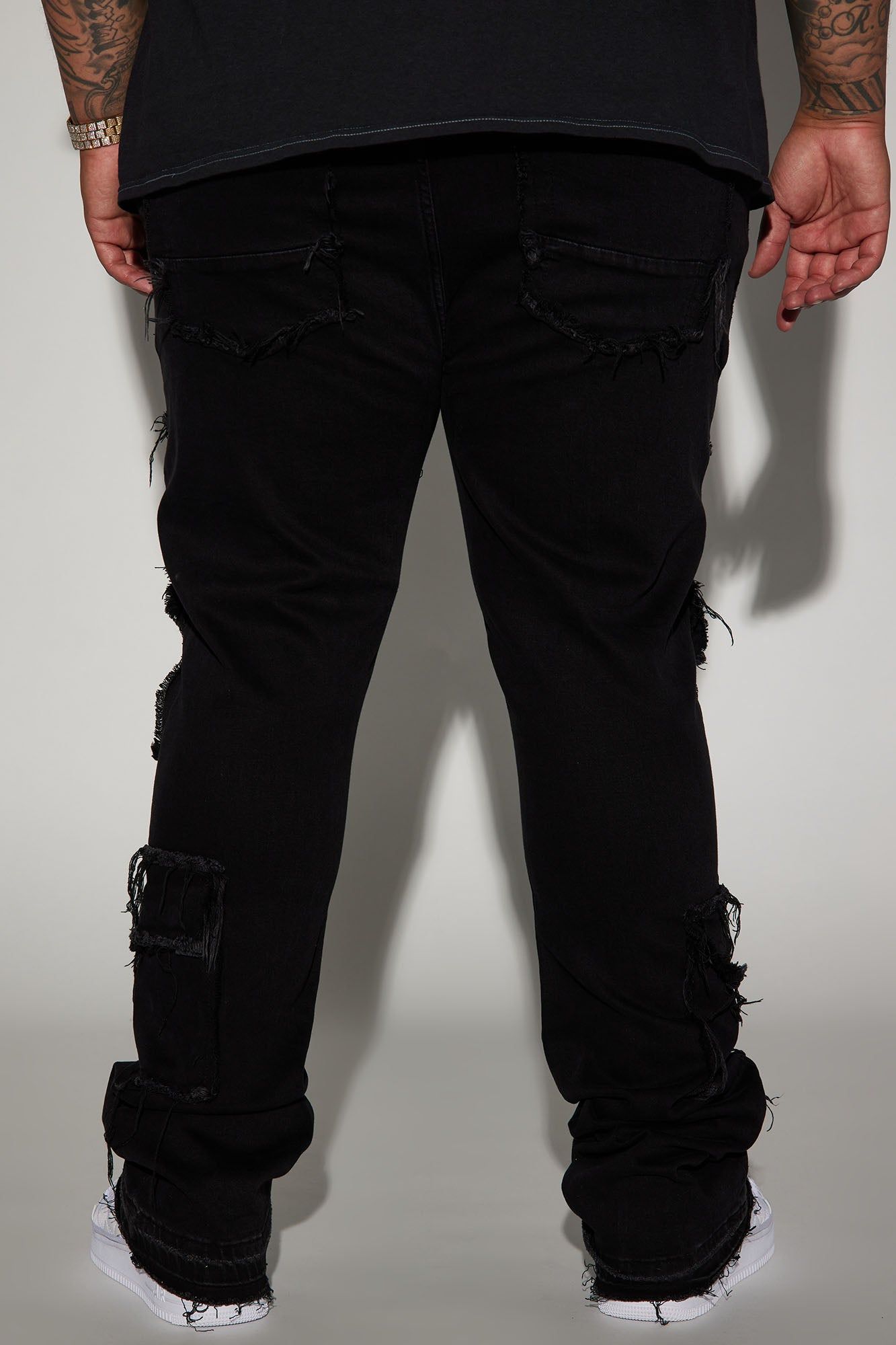 We In This Chained Stacked Skinny Flare Jeans - Black sold by Fashion Nova product image thumbnail 9