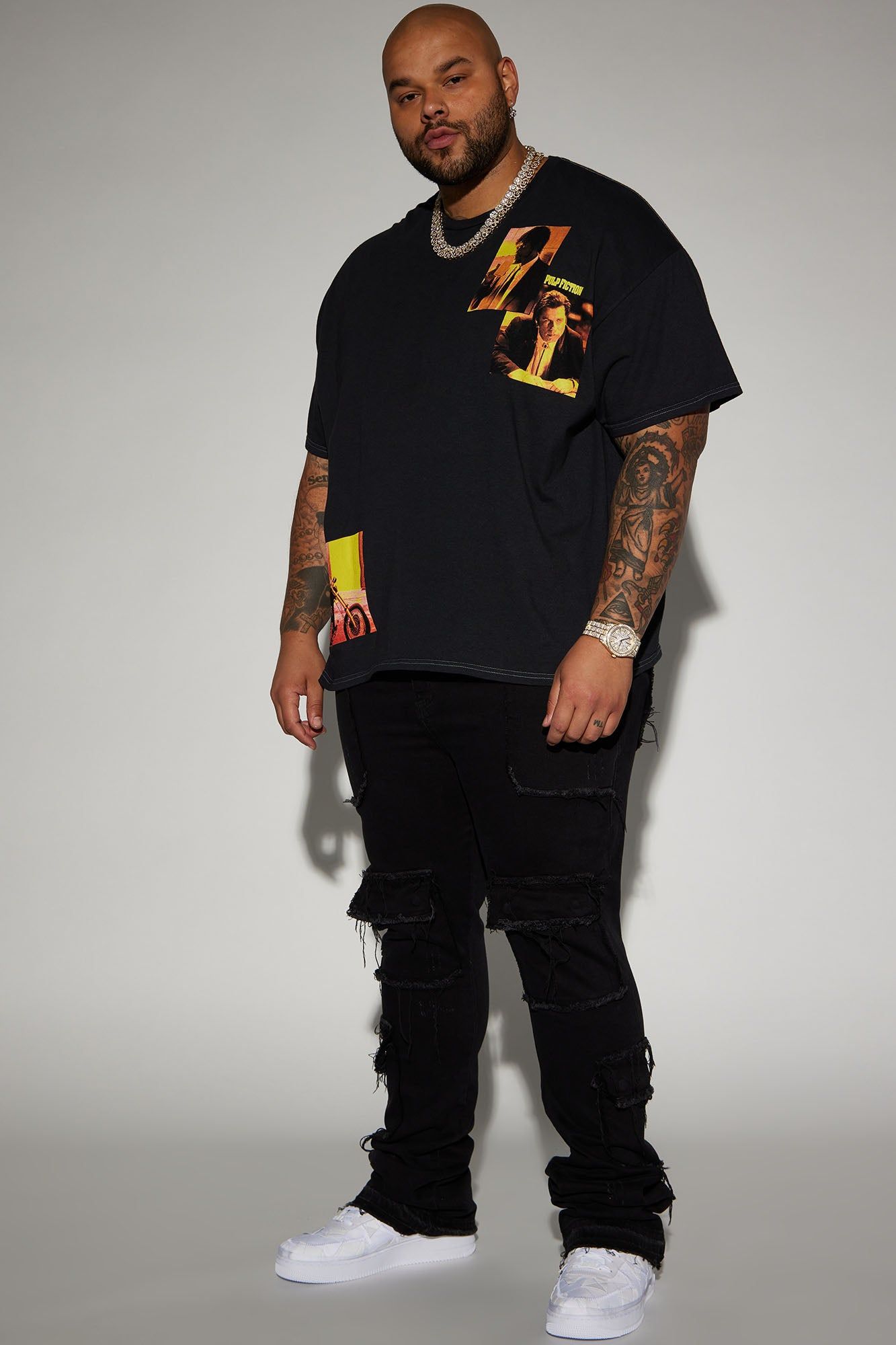 We In This Chained Stacked Skinny Flare Jeans - Black sold by Fashion Nova product image thumbnail 7