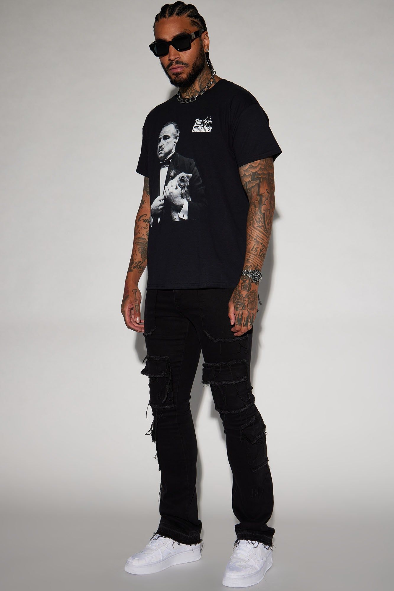 We In This Chained Stacked Skinny Flare Jeans - Black sold by Fashion Nova product image thumbnail 3