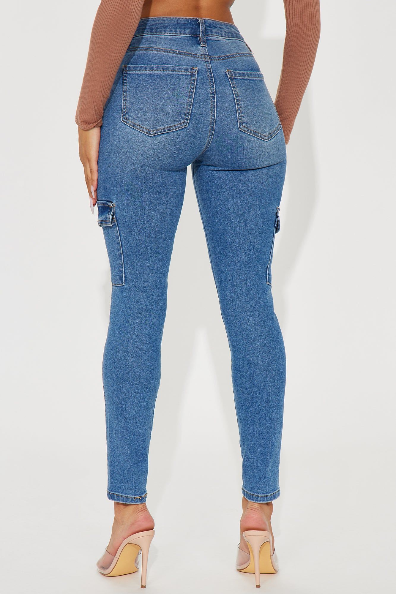 Keep Your Cool Stretch Cargo Skinny Jeans - Medium Wash sold by Fashion Nova product image thumbnail 3