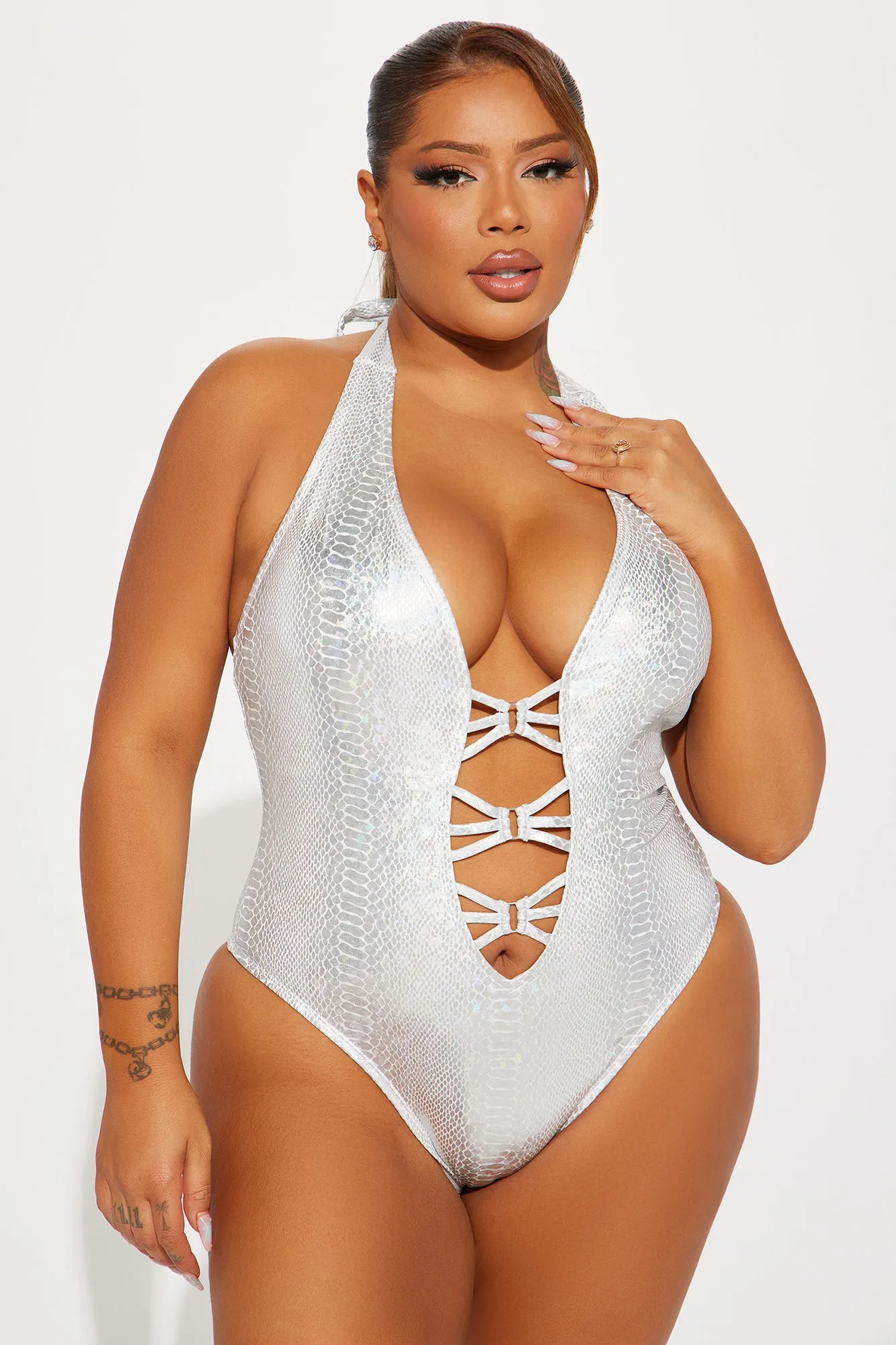 Skye Cut Out 1 Piece Swimsuit - Silver sold by Fashion Nova product image thumbnail 4