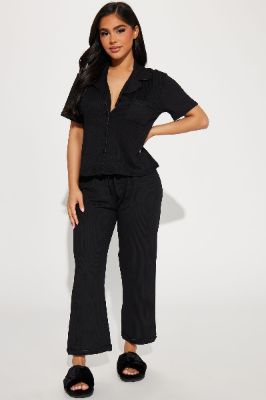 Don't Wake Me Up Crop PJ Pant Set - Black sold by Fashion Nova