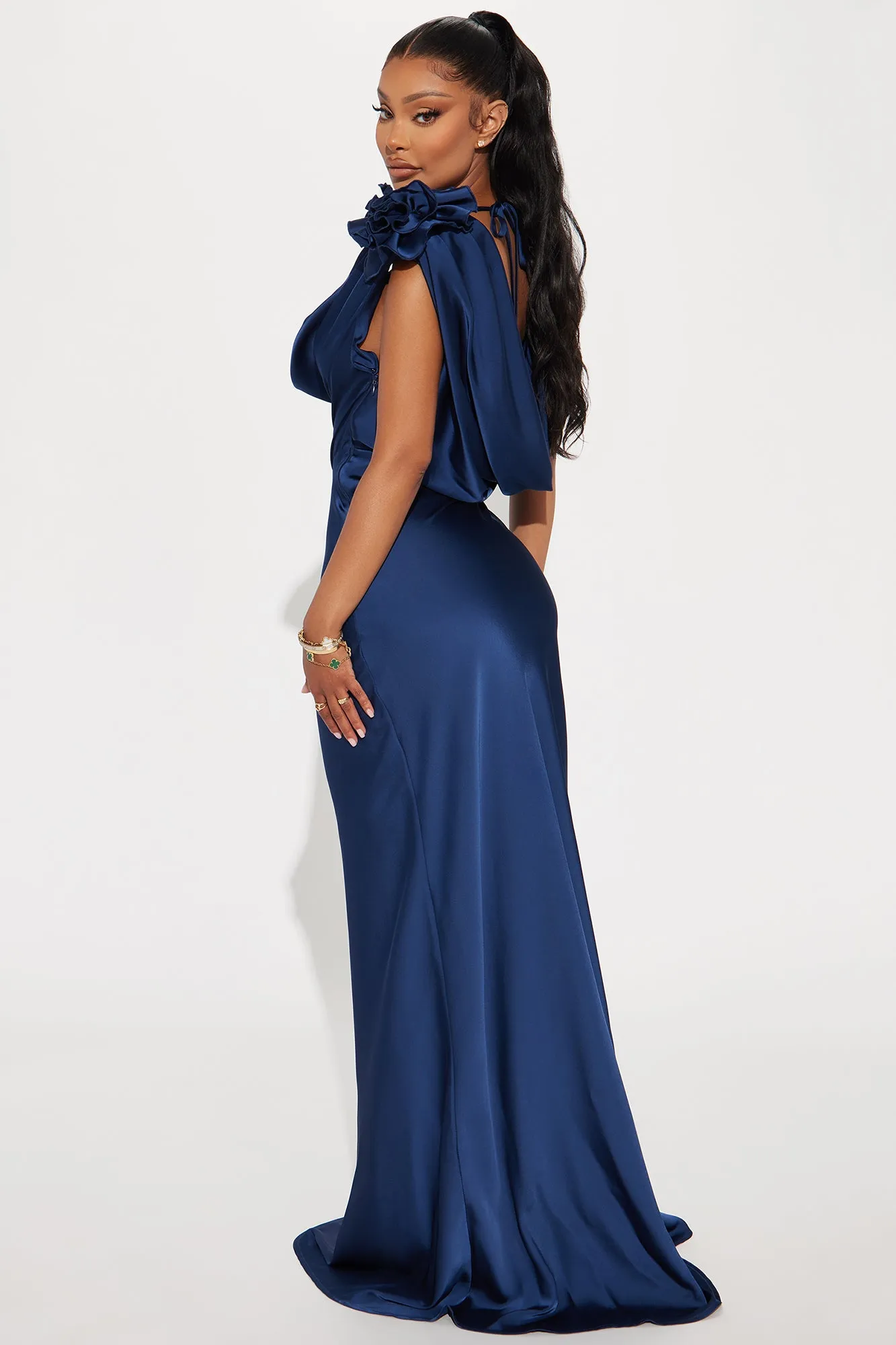 Positano Cowl Neck Satin Maxi Dress - Navy sold by Fashion Nova product image thumbnail 3