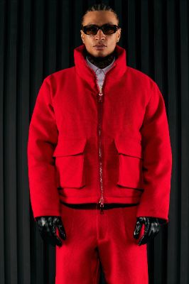 Wilder Textured Weave Cropped Puffer - Red sold by Fashion Nova