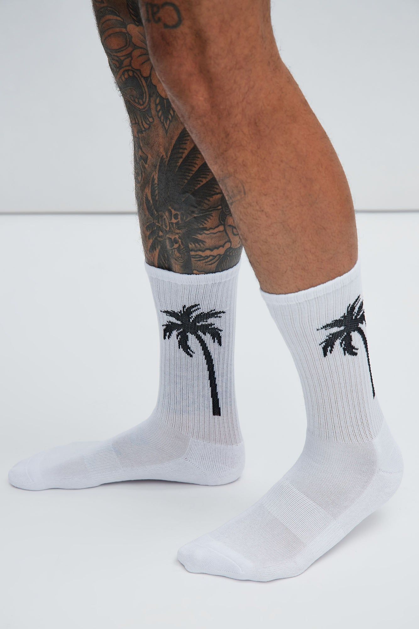 Palm Trees Crew Socks - White sold by Fashion Nova